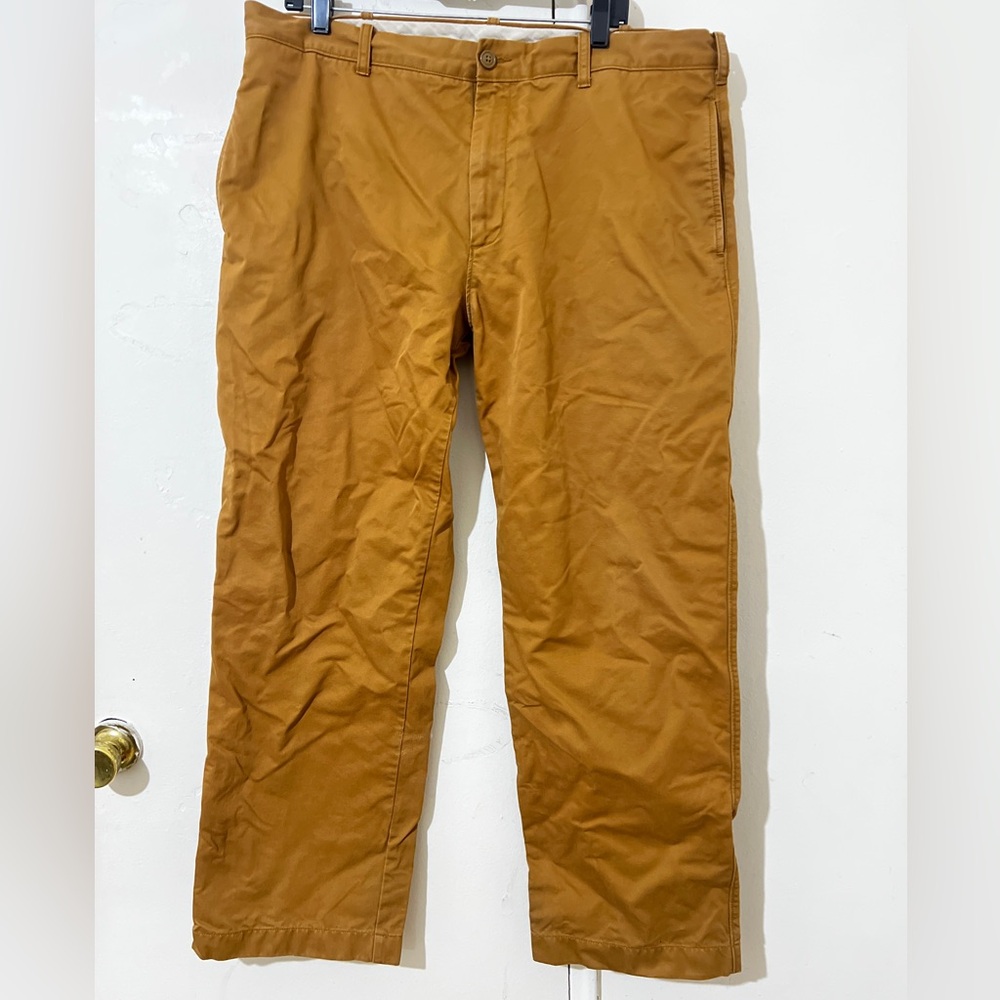 J.CREW Men's Chino Pants Brown 38 Cotton Twill Straight Leg Button Zip